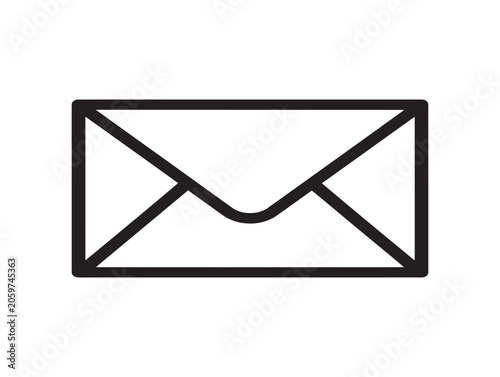 Minimalist envelope line art icon for communication and messaging vector illustration
