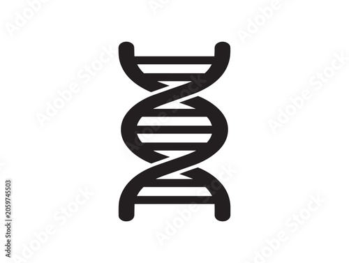 Minimalist DNA Helix Icon in Black Line Art Vector Illustration
