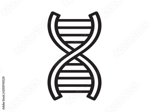 Minimalist DNA Helix Icon in Monochrome Line Art Vector Illustration
