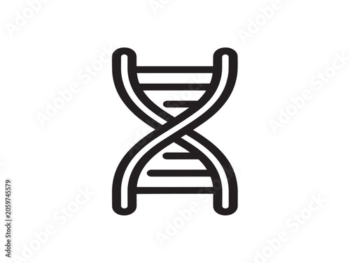 Minimalist DNA Helix Icon in Black Line Art Vector Illustration