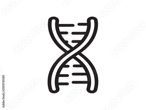 Minimalist DNA Helix Structure Line Art Icon in Black and White Vector Illustration