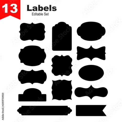 Untitled-Vintage Decorative Label Shapes Collection – 13 Black Silhouette Retro Frames and Badges Vector Set