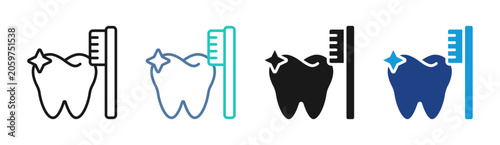 Dental Care icon set multiple style collection
