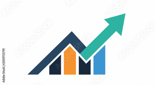 Abstract graphic of increasing bars with an upward arrow