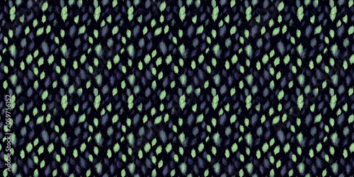 Seamless pattern featuring extra small green leaves in a holographic futuristic style, evoking a playful retro mood.