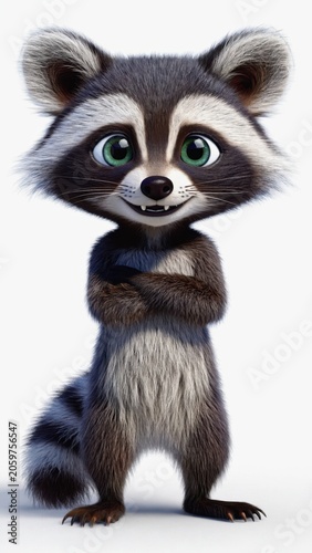 A wealthy raccoon gazes thoughtfully into the distance against a clean white background, embodying a whimsical and playful essence.