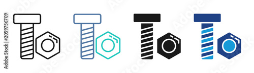Foto Bolt Nut icon set multiple style collection