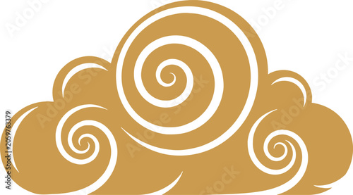 Golden cloud icon with swirl design element