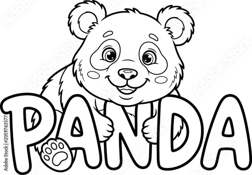 Cute panda bear cartoon character illustration
