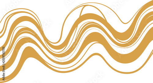 Golden wavy lines on white background