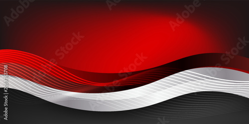 Elegant black and red background featuring glossy 3D curves, high technology wave, and shiny glowing frame. Creative modern poster and cover design vector.