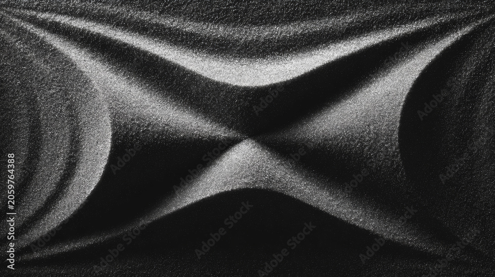 Naklejka premium Cymatics sand pattern with hourglass X-shape nodal lines on black