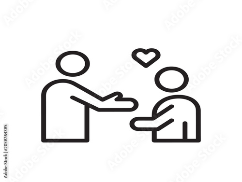 Compliment Gesture Line Art Vector Illustration