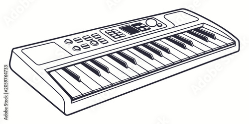 Φωτογραφία Clean line art illustration of a portable electronic keyboard with numerous keys
