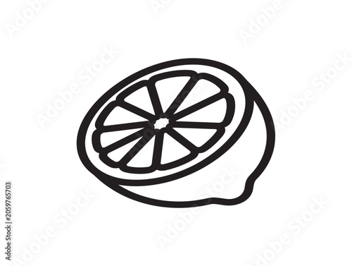 Lime Wedge Line Art Vector Illustration