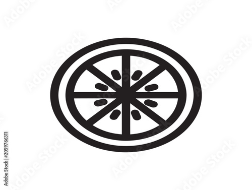Lime Wedge Icon Line Art Vector Illustration