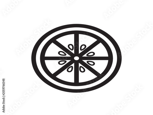Lime Wedge Icon Line Art Vector Illustration