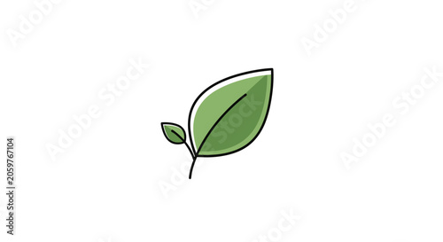 Minimalist green leaf illustration suitable for various eco-friendly concepts