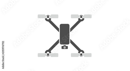 Minimalist graphic illustration of a drone for technology, aerial, and flight concepts