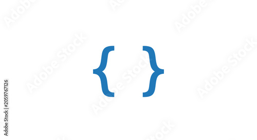 Minimalist representation of code brackets on white background for design and data