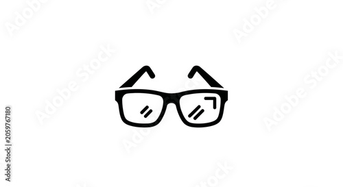 Simple Black Eyeglasses Icon Depicting Vision and Clarity on a White Background