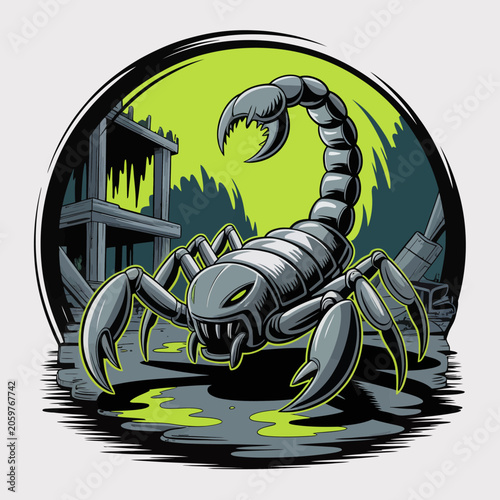 Fotografie Scorpion Insect Creature Stylized Illustration.