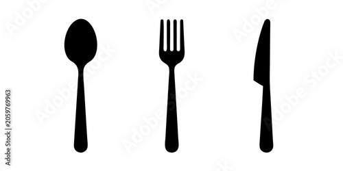 Tableau sur toile Clean minimalist silhouette illustration of spoon fork and knife set for modern