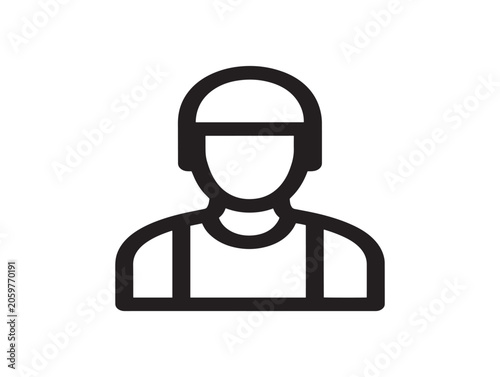 Determined Person Wearing Headphones Line Art Vector Icon Illustration