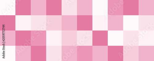 Cute Baby Pixel Art Checkerboard Banner Background in Pink Pastel Colors