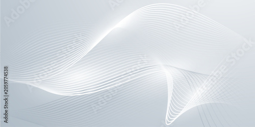Cuadro en lienzo Elegant white fluid swirl background with soft shadows and bright highlights creating a sense of depth and luxury feel