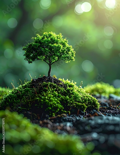 A small tree on a mossy mound (3)