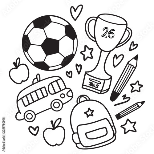 Soccer Ball and Sports Icons Set Vector Illustration for Football Game and Competition Design