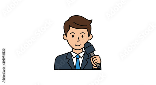 Εκτύπωση καμβά Male journalist reporting with a microphone