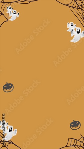 Halloween Background with Flying Ghosts and Bats