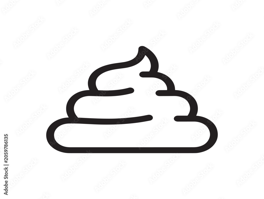 Obraz premium Cow Dung Pile Line Art Vector Icon Minimalist Black and White Illustration