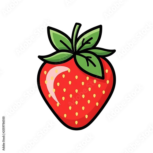 Red heart with strawberries and green leaves illustration.
