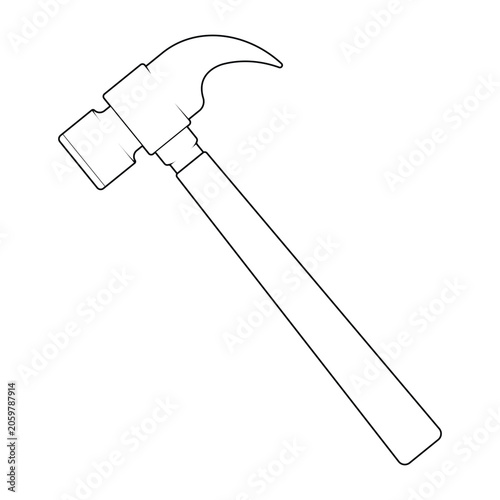 Line Wooden Handle Claw Hammer illustration cartoon cute