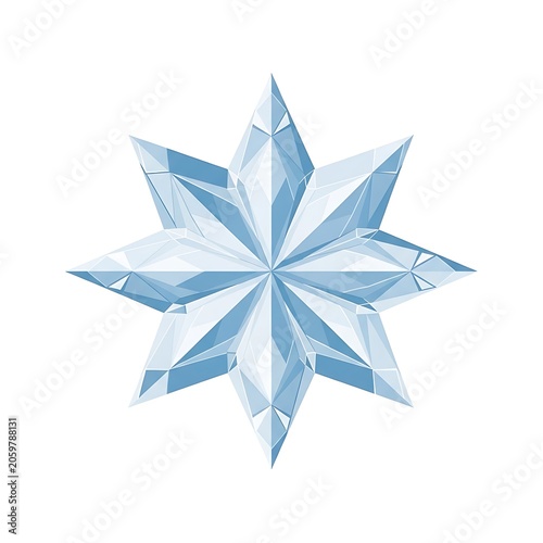 Blue crystal geometric star shape design.