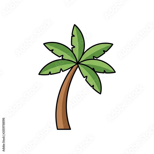Green tropical plant with broad leaves on brown stem.