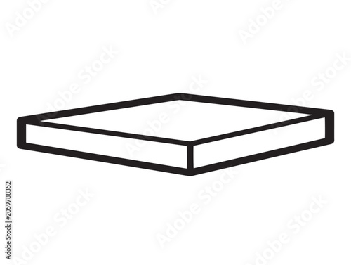 Concrete slab foundation outline illustration in minimalist line art style