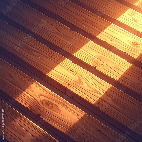 A wooden floor illuminated by sunlight
