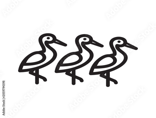 Flock of Cranes Line Art Silhouette Vector Illustration Minimalist Design