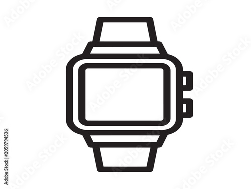 Digital Watch Icon Line Art Vector Illustration Minimalist Timepiece Outline