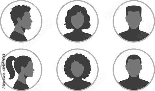Fotografie User avatar placeholder icon set featuring male and female silhouette profiles i