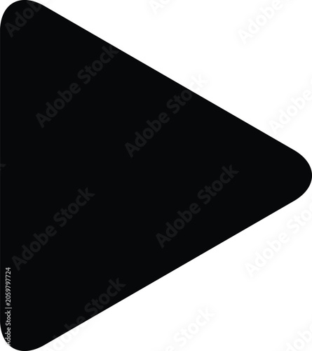 Play button icon, dark grey triangle media player start graphic element, modern web ui interface control illustration, EPS vector file