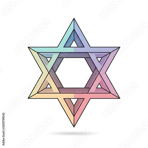 Colorful geometric pyramid shape design.