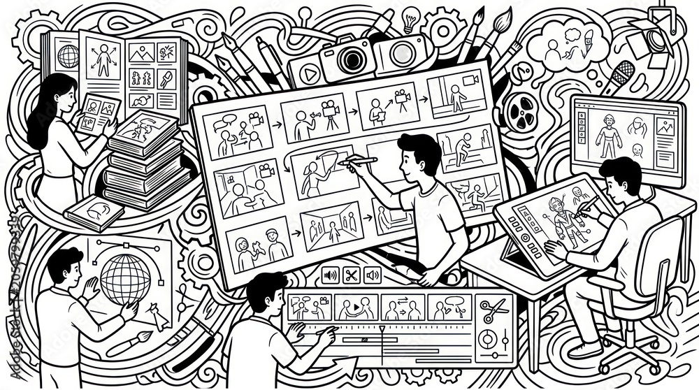 Obraz premium Creative team working on illustrations.
