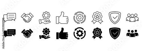 After sales service icon set. Advice and help vector illustration