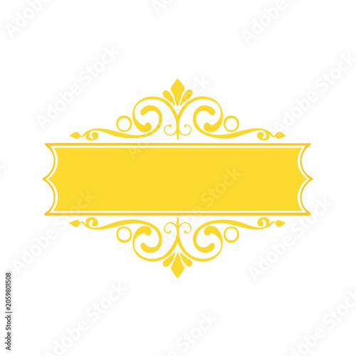 Ornate Yellow Banner with Decorative Flourishes