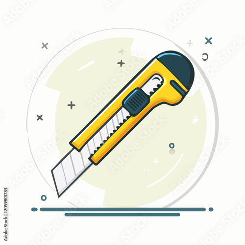 Yellow Utility Knife Illustration